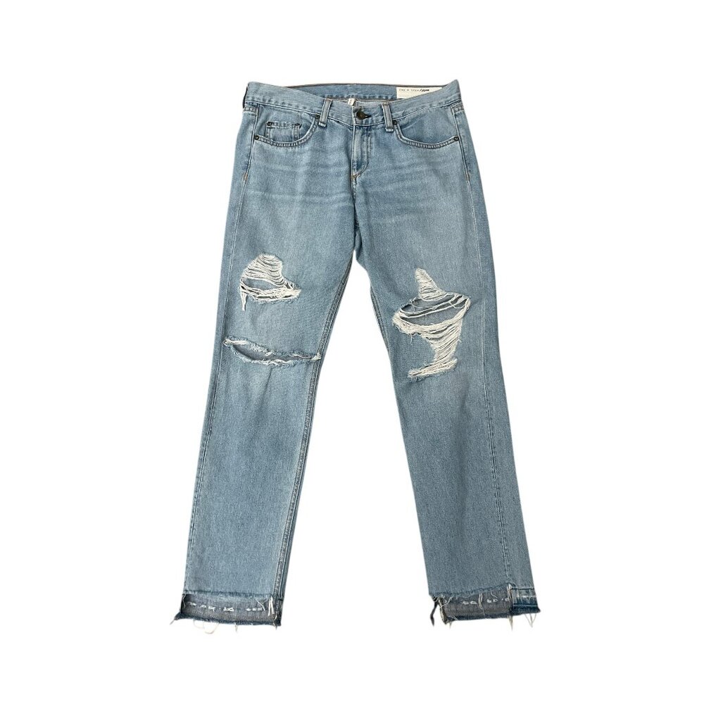 Rag & Bone Women’s Boyfriend Raw Hem Distressed Destroyed Denim Jeans Size 26x28